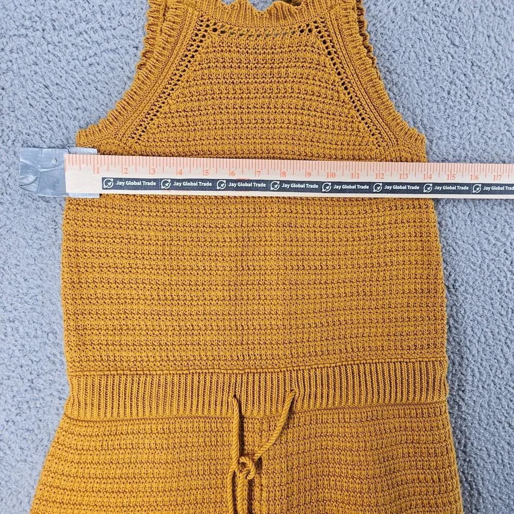 Universal Thread Women 100%‎ Cotton Yellow Brown Tie Front Romper Size XS